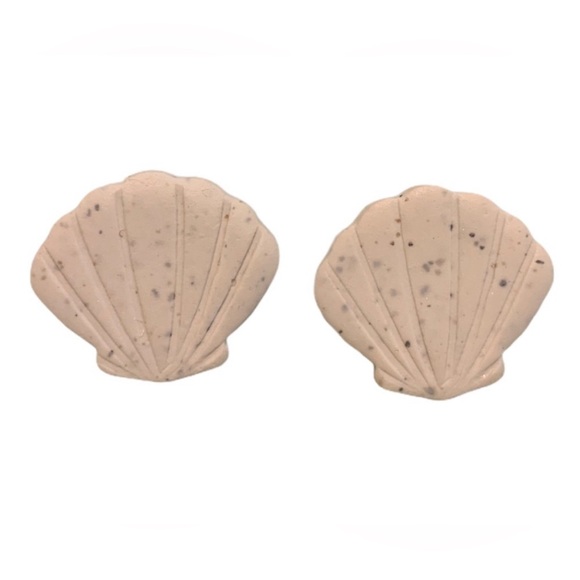 Handmade Clay Seashell Earrings  (Pierced) - Picture 3 of 3